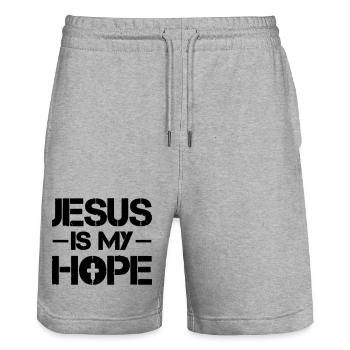 Jesus is my Hope - Stanley/Stella Unisex Bio Joggingshorts Trainer  - Grau meliert - Vorne - Nik (191cm) & Marisol (170cm)