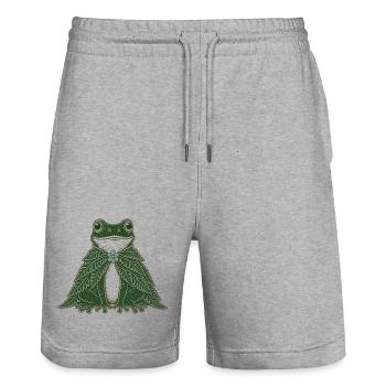 Fern Cloak Frog Cottagecore Folk Art - Stanley/Stella Trainer Unisex Organic Jogging Shorts - heather grey - Front - Nik (191cm) & Marisol (170cm)