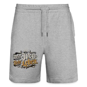 Dein Weg Dein Leben Vintage - Stanley/Stella Unisex Bio Joggingshorts Trainer  - Grau meliert - Vorne - Nik (191cm) & Marisol (170cm)