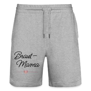 Braut Mama Herz Hochzeit Geschenk - Stanley/Stella Unisex Bio Joggingshorts Trainer  - Grau meliert - Vorne - Nik (191cm) & Marisol (170cm)