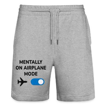 Mentally On Airplane Mode Funny Travel Introvert - Stanley/Stella Trainer Unisex Organic Jogging Shorts - heather grey - Front - Nik (191cm) & Marisol (170cm)