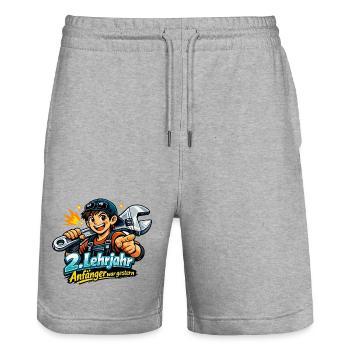 2. Lehrjahr - Anfänger war gestern - Stanley/Stella Unisex Bio Joggingshorts Trainer  - Grau meliert - Vorne - Nik (191cm) & Marisol (170cm)