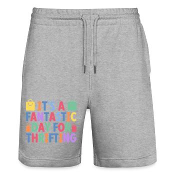 Journée fantastique pour les achats d’occasion - Short de jogging bio TRAINER Stanley/Stella unisexe - gris chiné - Devant - Nik (191cm) & Marisol (170cm)