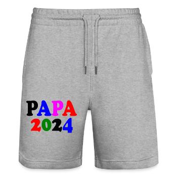 Papa 2024 - Stanley/Stella Unisex Bio Joggingshorts Trainer  - Grau meliert - Vorne - Nik (191cm) & Marisol (170cm)