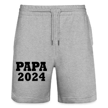 Papa 2024 - Stanley/Stella Unisex Bio Joggingshorts Trainer  - Grau meliert - Vorne - Nik (191cm) & Marisol (170cm)