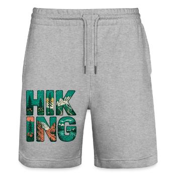 Wanderwege Love Outdoor Natur Berg - Stanley/Stella Unisex Bio Joggingshorts Trainer  - Grau meliert - Vorne - Nik (191cm) & Marisol (170cm)