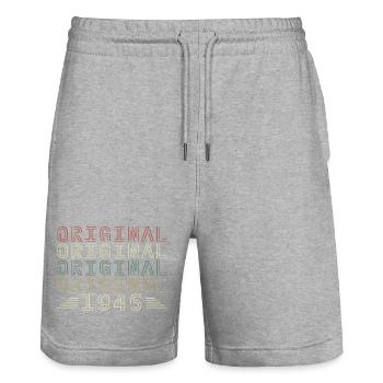 Original 1945 Vintage Retro Geburtstagsgeschenk - Stanley/Stella Unisex Bio Joggingshorts Trainer  - Grau meliert - Vorne - Nik (191cm) & Marisol (170cm)