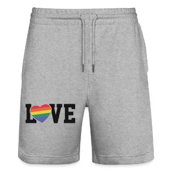 Love Regenbogen Herz - Stanley/Stella Unisex Bio Joggingshorts Trainer  - Grau meliert - Vorne - Nik (191cm) & Marisol (170cm)