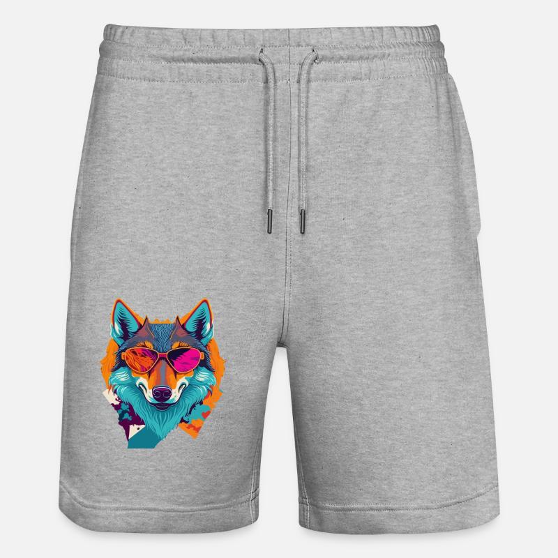 Révolte rétro des loups - Short de jogging bio TRAINER Stanley/Stella unisexe - gris chiné