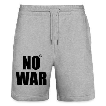 No war - Short de jogging bio TRAINER Stanley/Stella unisexe - gris chiné - Devant - Nik (191cm) & Marisol (170cm)