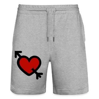 Heart in the right place - Stanley/Stella Trainer Unisex Organic Jogging Shorts - heather grey - Front - Nik (191cm) & Marisol (170cm)