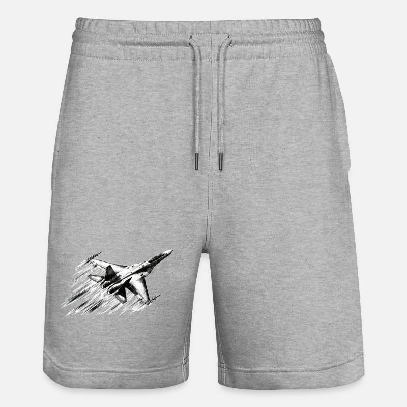 Kampfjet - Stanley/Stella Unisex Bio Joggingshorts Trainer  - Grau meliert