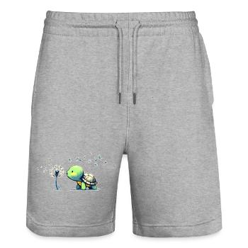 Schildkröte - Stanley/Stella Unisex Bio Joggingshorts Trainer  - Grau meliert - Vorne - Nik (191cm) & Marisol (170cm)
