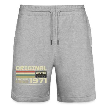 Retro 1971 Birthday Gift Born in 1971 Original - Stanley/Stella Trainer Unisex Organic Jogging Shorts - heather grey - Front - Nik (191cm) & Marisol (170cm)