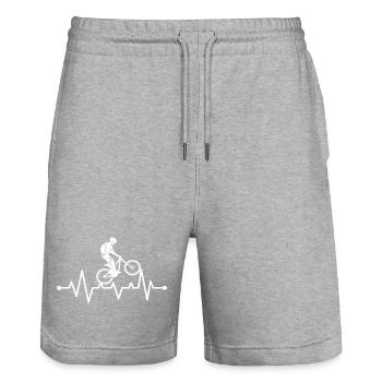 Heart Beat Mountain Bike Man Humour Mountain Bike - Short de jogging bio TRAINER Stanley/Stella unisexe - gris chiné - Devant - Nik (191cm) & Marisol (170cm)