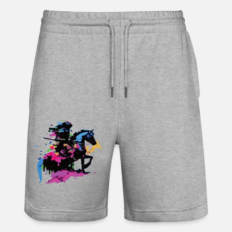 Reiter Pferd bunt - Stanley/Stella Unisex Bio Joggingshorts Trainer  - Grau meliert