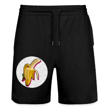 Sexy banana - Stanley/Stella Trainer Unisex Organic Jogging Shorts - black - Front - Nik (191cm) & Marisol (170cm)