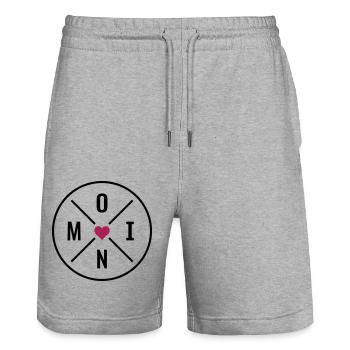 Moin Herz - Stanley/Stella Unisex Bio Joggingshorts Trainer  - Grau meliert - Vorne - Nik (191cm) & Marisol (170cm)
