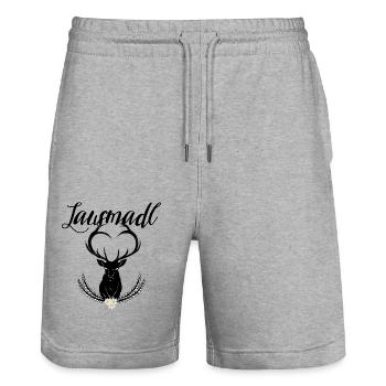 Oktober Hirsch Hut & Edelweiß-bayerischer Fest-Sil - Stanley/Stella Unisex Bio Joggingshorts Trainer  - Grau meliert - Vorne - Nik (191cm) & Marisol (170cm)