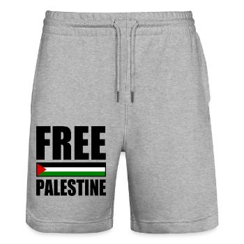 Free palestine - Stanley/Stella Unisex Bio Joggingshorts Trainer  - Grau meliert - Vorne - Nik (191cm) & Marisol (170cm)