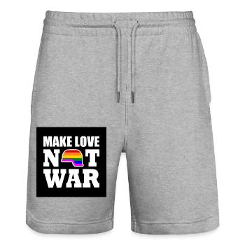 Make love not war - Short de jogging bio TRAINER Stanley/Stella unisexe - gris chiné - Devant - Nik (191cm) & Marisol (170cm)