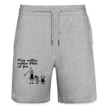 Mein rechter Platz ist leer - Stanley/Stella Unisex Bio Joggingshorts Trainer  - Grau meliert - Vorne - Nik (191cm) & Marisol (170cm)