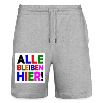 Alle bleiben hier - Stanley/Stella Unisex Bio Joggingshorts Trainer  - Grau meliert - Vorne - Nik (191cm) & Marisol (170cm)