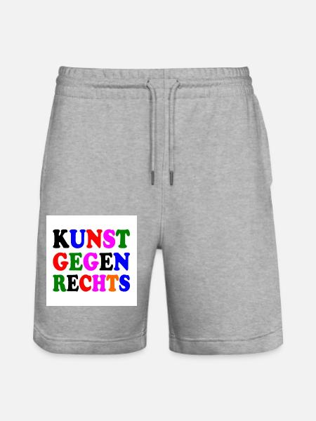 Kunst gegen rechts - Stanley/Stella Unisex Bio Joggingshorts Trainer - Grau meliert