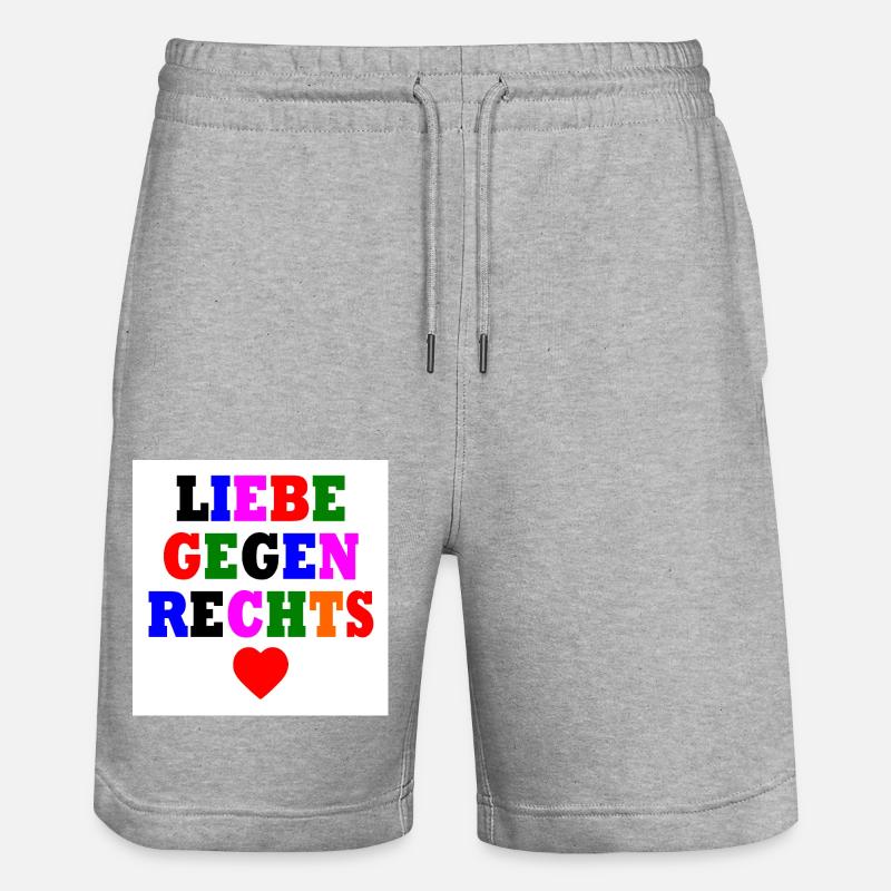 Liebe gegen rechts - Stanley/Stella Unisex Bio Joggingshorts Trainer  - Grau meliert