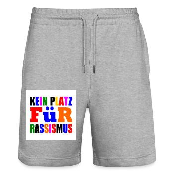 kein platz für rassismus - Stanley/Stella Unisex Bio Joggingshorts Trainer  - Grau meliert - Vorne - Nik (191cm) & Marisol (170cm)