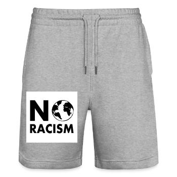 No racism - Stanley/Stella Unisex Bio Joggingshorts Trainer  - Grau meliert - Vorne - Nik (191cm) & Marisol (170cm)
