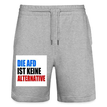 die afd ist keine alternative - Stanley/Stella Unisex Bio Joggingshorts Trainer  - Grau meliert - Vorne - Nik (191cm) & Marisol (170cm)