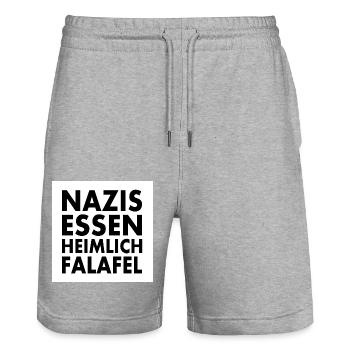 nazis essen heimlich falafel - Stanley/Stella Unisex Bio Joggingshorts Trainer  - Grau meliert - Vorne - Nik (191cm) & Marisol (170cm)