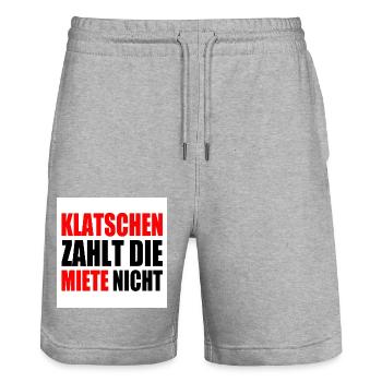 klatschen zahlt nicht die miete - Stanley/Stella Unisex Bio Joggingshorts Trainer  - Grau meliert - Vorne - Nik (191cm) & Marisol (170cm)