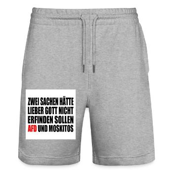 Fck afd - Stanley/Stella Unisex Bio Joggingshorts Trainer  - Grau meliert - Vorne - Nik (191cm) & Marisol (170cm)