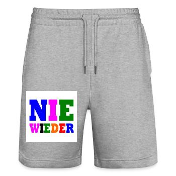 Nie wieder - Stanley/Stella Unisex Bio Joggingshorts Trainer  - Grau meliert - Vorne - Nik (191cm) & Marisol (170cm)