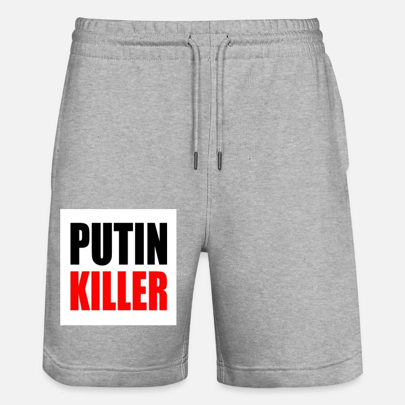 Putin killer - Stanley/Stella Unisex Bio Joggingshorts Trainer - Grau meliert