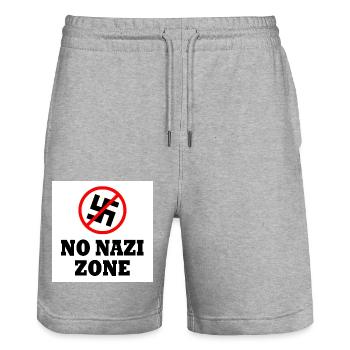 To the right - Stanley/Stella Trainer Unisex Organic Jogging Shorts - heather grey - Front - Nik (191cm) & Marisol (170cm)