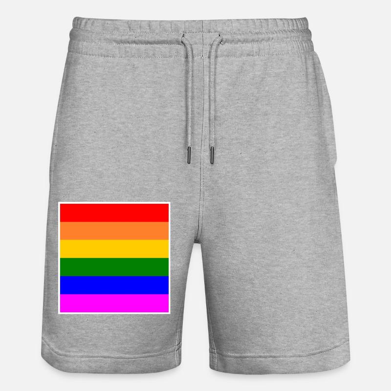 Drapeau arc-en-ciel LGBT - Short de jogging bio TRAINER Stanley/Stella unisexe - gris chiné