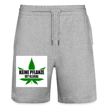keine pflanze ist illegal - Stanley/Stella Unisex Bio Joggingshorts Trainer  - Grau meliert - Vorne - Nik (191cm) & Marisol (170cm)