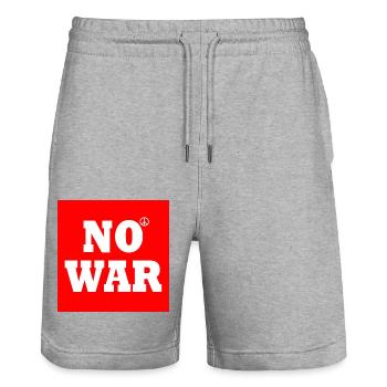 No war - Short de jogging bio TRAINER Stanley/Stella unisexe - gris chiné - Devant - Nik (191cm) & Marisol (170cm)