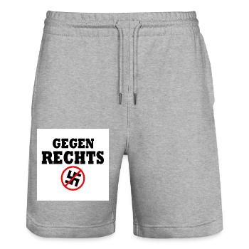 Gegen rechts - Stanley/Stella Unisex Bio Joggingshorts Trainer  - Grau meliert - Vorne - Nik (191cm) & Marisol (170cm)