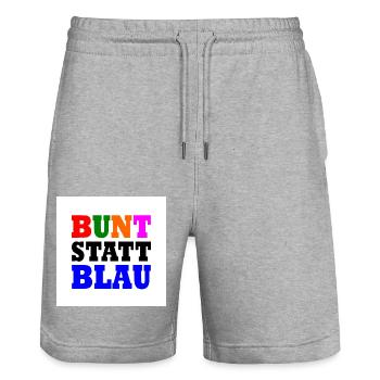 Bunt statt blau - Stanley/Stella Unisex Bio Joggingshorts Trainer  - Grau meliert - Vorne - Nik (191cm) & Marisol (170cm)