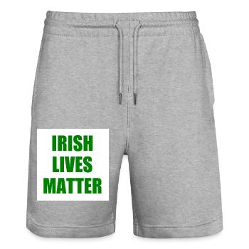 irish lives matter - Short de jogging bio TRAINER Stanley/Stella unisexe - gris chiné - Devant - Nik (191cm) & Marisol (170cm)