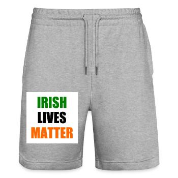 Irish lives matter - Short de jogging bio TRAINER Stanley/Stella unisexe - gris chiné - Devant - Nik (191cm) & Marisol (170cm)