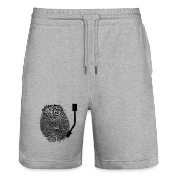 DJ Fingerprint - Stanley/Stella Trainer Unisex Organic Jogging Shorts - heather grey - Front - Nik (191cm) & Marisol (170cm)