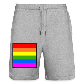 Drapeau arc-en-ciel Drapeau LGBT arc-en-ciel - Short de jogging bio TRAINER Stanley/Stella unisexe - gris chiné - Devant - Nik (191cm) & Marisol (170cm)