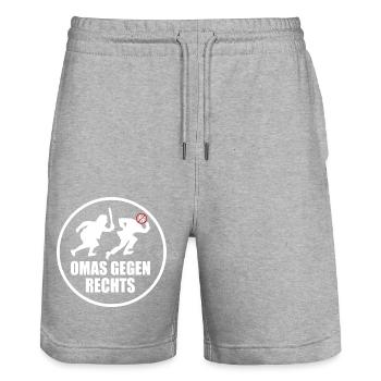 Omas gegen rechts - Stanley/Stella Unisex Bio Joggingshorts Trainer  - Grau meliert - Vorne - Nik (191cm) & Marisol (170cm)