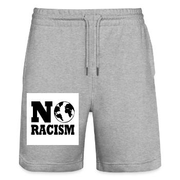 No racism - Stanley/Stella Unisex Bio Joggingshorts Trainer  - Grau meliert - Vorne - Nik (191cm) & Marisol (170cm)