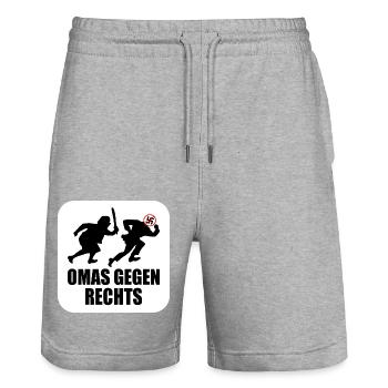 Omas gegen rechts - Stanley/Stella Unisex Bio Joggingshorts Trainer  - Grau meliert - Vorne - Nik (191cm) & Marisol (170cm)